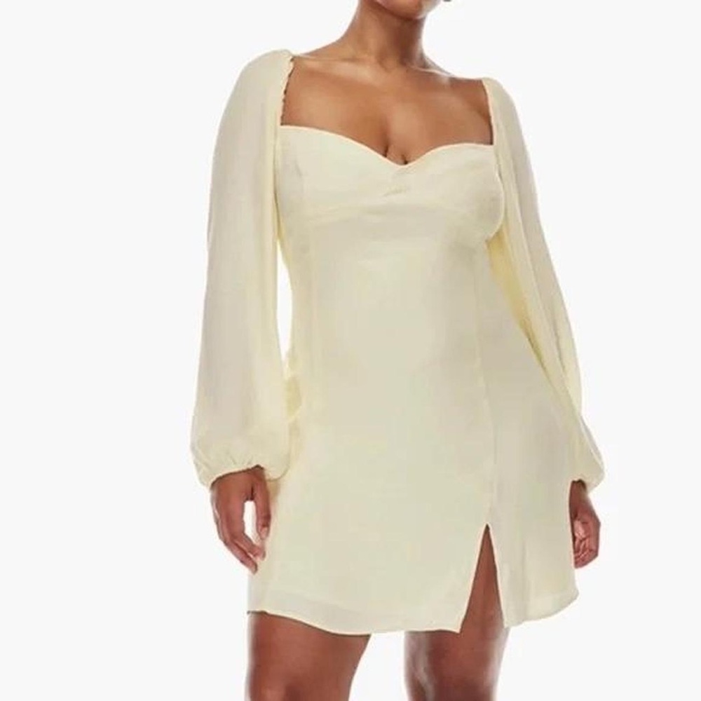 Aritzia Wilfred Novella Puff-sleeve Sweetheart Mini Dress - yellow - 6